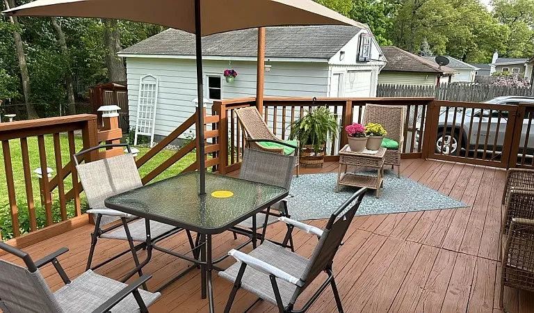STAGED photo of back deck, furniture not included.