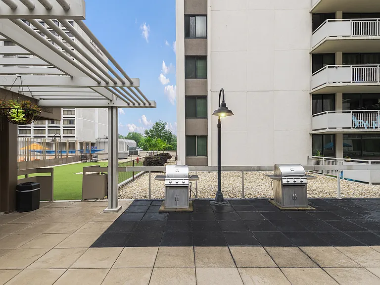 Beautifully Landscaped Courtyard with Gas Grills