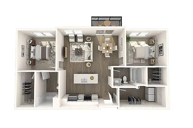 Floor plan 2 Bedroom 2 Bath Apartment