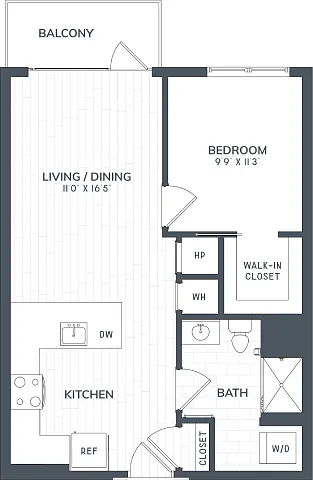 Floor plan A1 | 1 Bed | 1 Bath