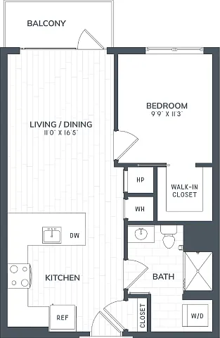 Floor plan A1 | 1 Bed | 1 Bath