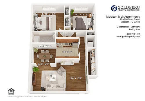 Floor plan Two Bedroom Garden Style