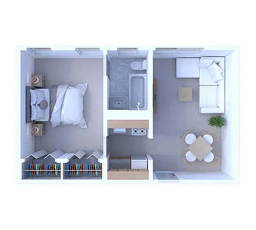 Floor plan 1 Bedroom Floor Plan A1