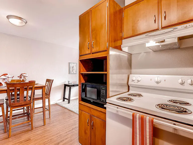 Peak 54 Apartments Kitchen and Living Room in Denver, Colorado