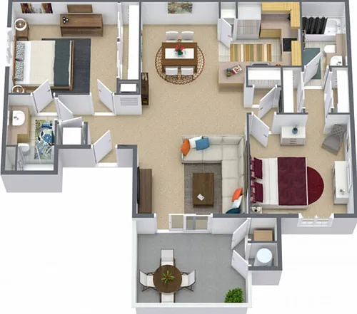 Floor plan 2 Bed 2 Bath Renovated