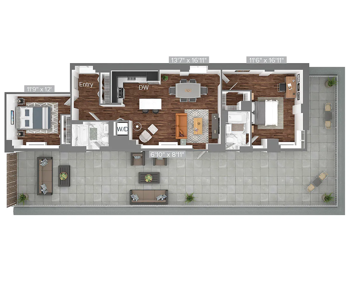 Floor plan B3-PH08-1215sq-terrance