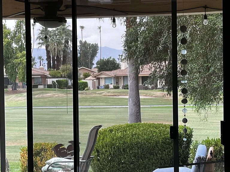 View from living room to the back patio