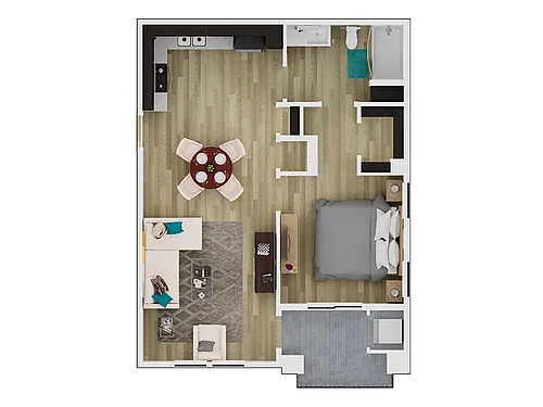 Floor plan A1: 1 Bedroom 1 Bath