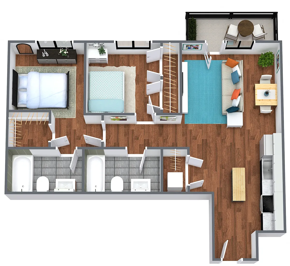 Floor plan The Anthology - 2 Bedroom w/ Balcony