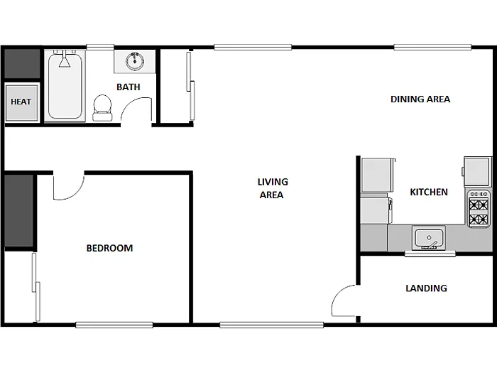 Floor plan 1 Bed / 1 Bath: Type A