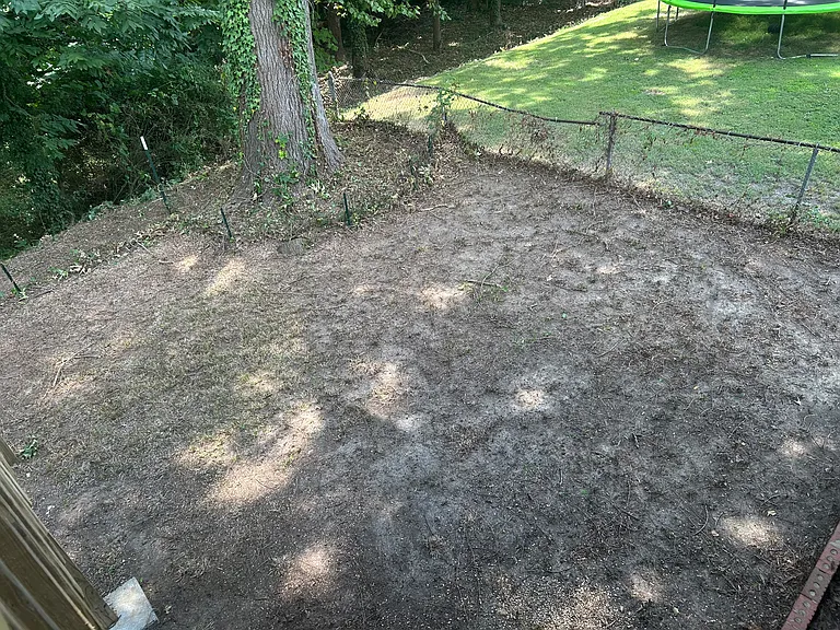 Shaded back yard. You can fence off if you like