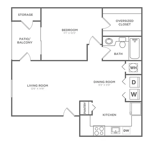 Floor plan Tequesta (755 SF)