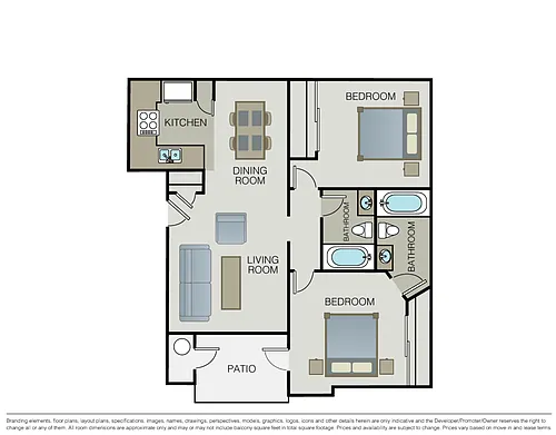 Floor plan 2 Bedroom 2 Bathroom A