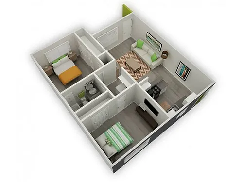 Floor plan 2 Bed 1 Bath