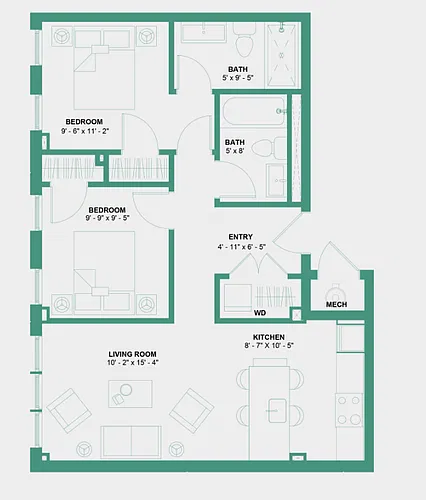 Floor plan Two Bedroom