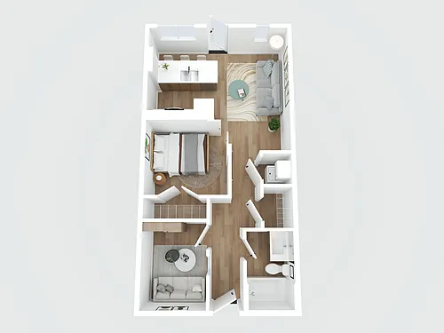 Floor plan 1 Bed + 1 Bath + Den