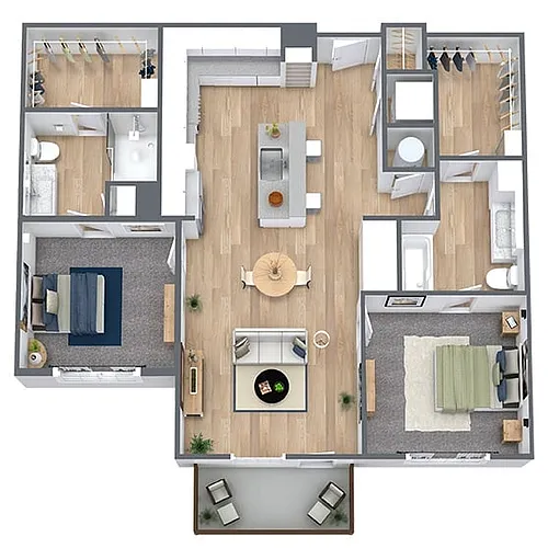 Floor plan B3: 2 Bed 2 Bath