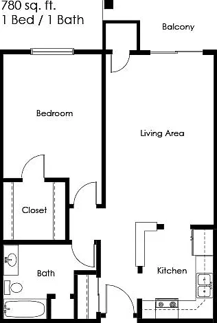 1 Bed 1 Bath | 780 sqft