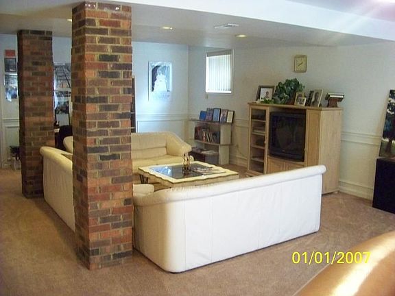 Basement family room with fireplace