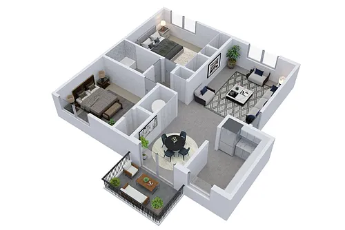 Floor plan Two Bedroom: Renovated