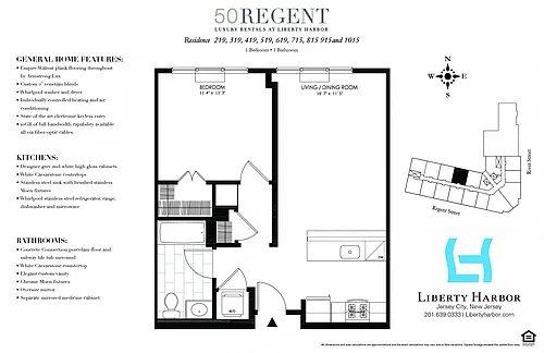 Floor plan 50 REGENT-1 BEDROOM PLAN P