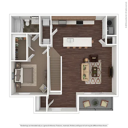 Floor plan 1 BR 2nd Floor Contemporary