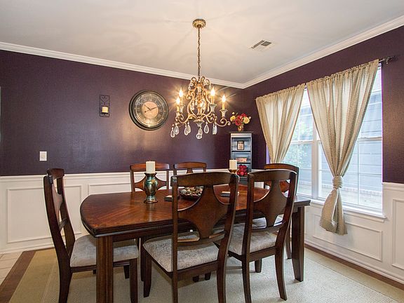 Dining room with elegant lighting
