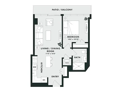 Floor plan B17 | 1 Bed | 1 Bath