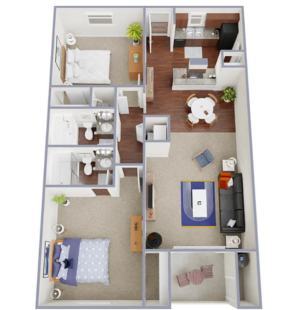 Floor plan Two Bedroom Two Bath