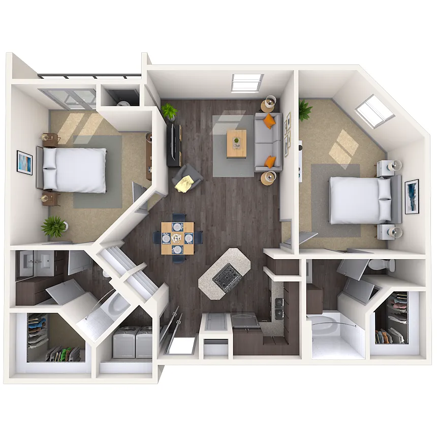 Floor plan Traditional 2x2 914-962 SF