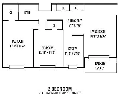 Floor plan 2 Bed 1 Bath