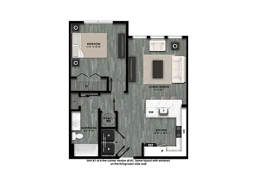 Floor plan A1 - 60% AMI
