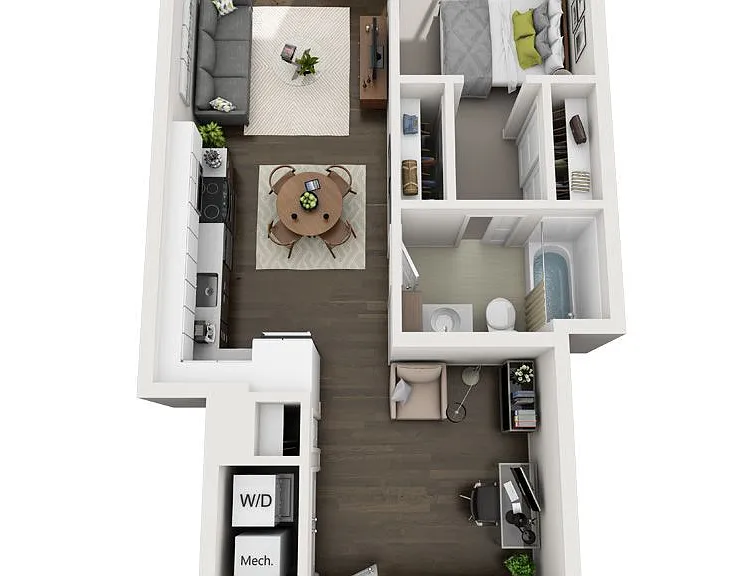 1x1+Den B floor plan Dianne