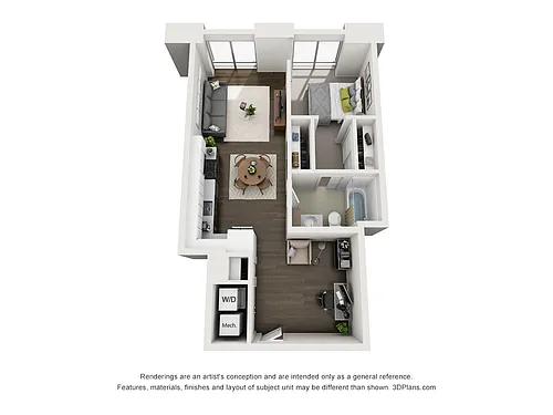 Floor plan 1x1+Den B