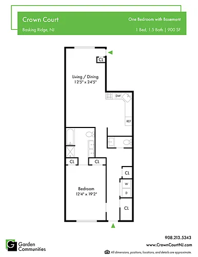 Floor plan $2.73/sq.ft. - One Bedroom w/Basement