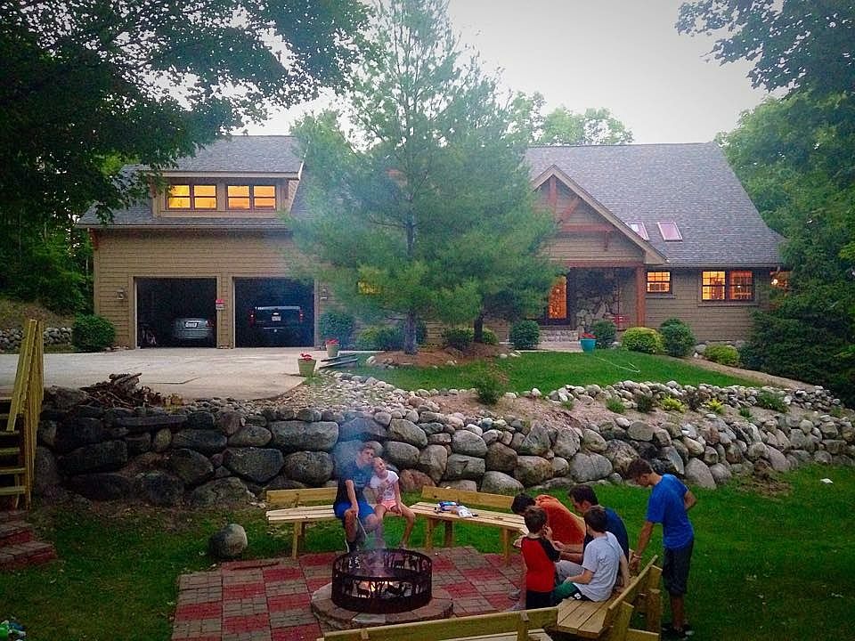 Front lawn with custom firep