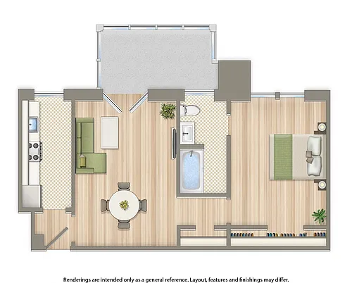 Floor plan 1 Bedroom A Tier 04