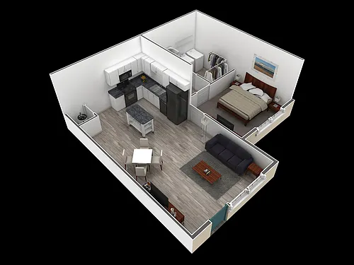 Floor plan 1 BR Retreat Courtyard