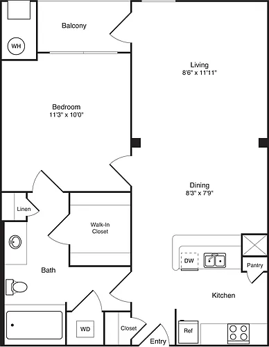 Floor plan Mellon with Balcony