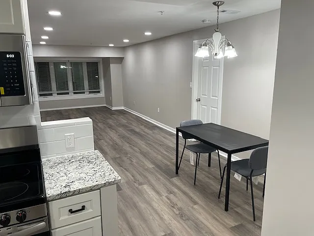 Open dining and living area