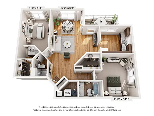 Floor plan 2 Bedroom 2 Bath Large Renovated