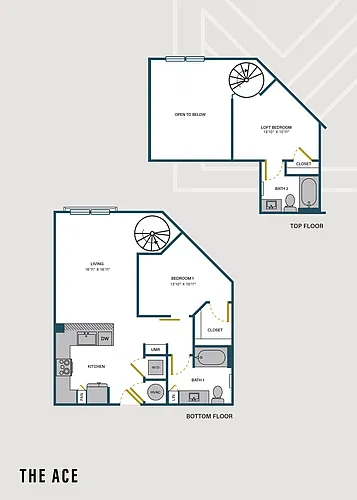 Floor plan The Ace | 2 Bed | 2 Bath