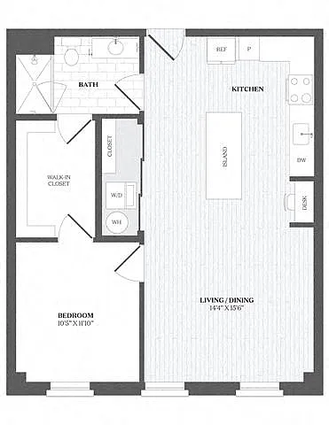 Floor plan 1 Bed/1 Bath-A1 - 29 Audubon Street