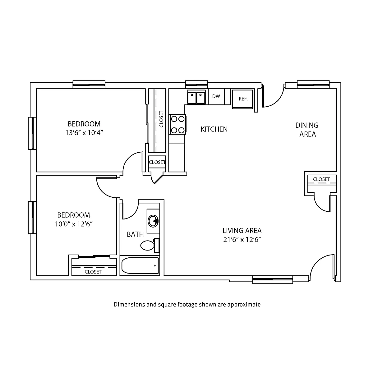 Floor plan 2 Bedroom / 1 Bath