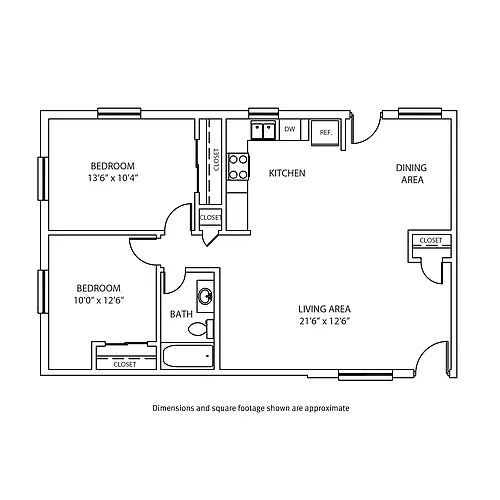 Floor plan 2 Bedroom / 1 Bath