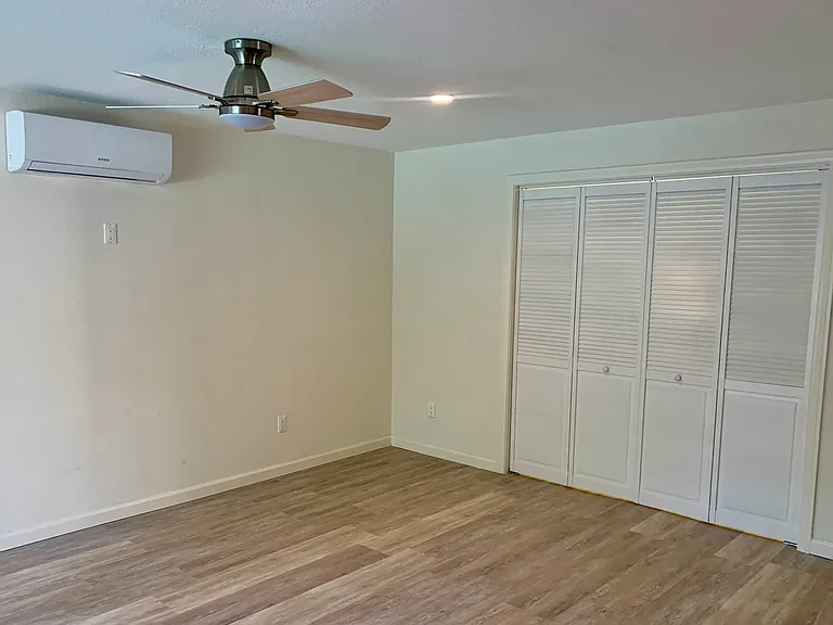 Sufficient closet at end of living room.