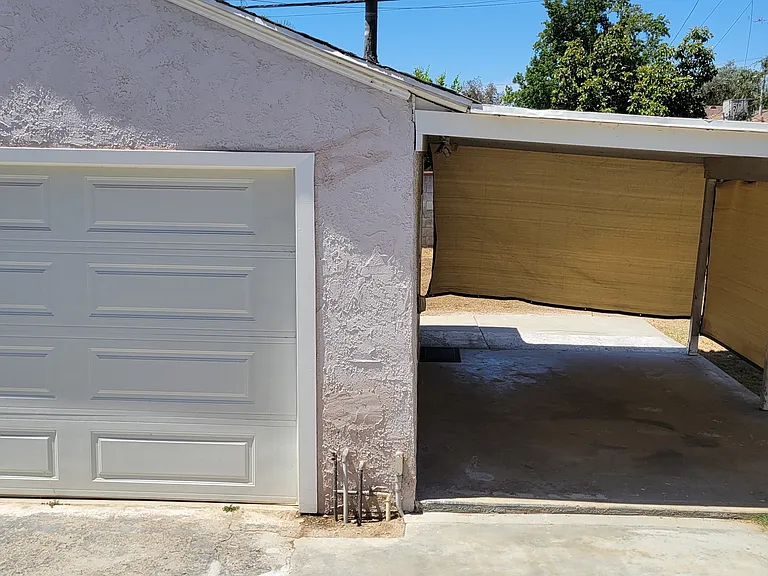 garage and Patio area for covered dining