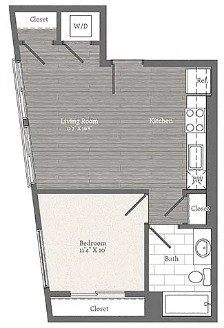 Floor plan Observatory E 1 BD 1 BA