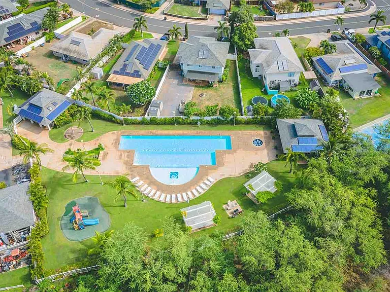 Aerial view of pool and rec center