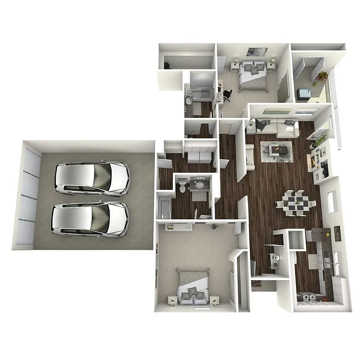 Floor plan Pegasus - Two Bedroom/Two Bath 1,151 Sq Ft